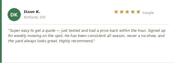 Review from Kirtland, OH Review from Kirtland, OH for CT Landscaping