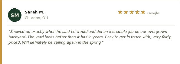 Review from Chardon, OH for CT Landscaping